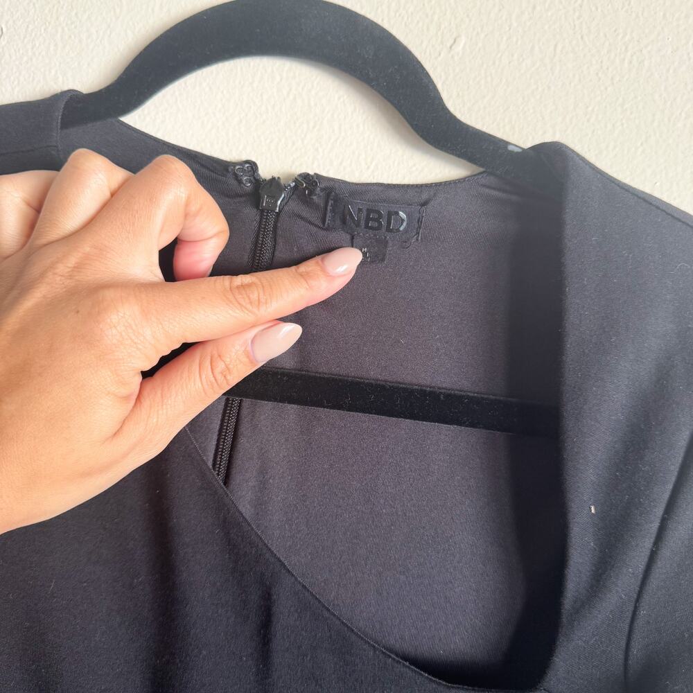NBD Black Long Sleeve Vices Cutout Bodycon Mini Dress XS Sexy Going Out Party - Picture 6 of 11